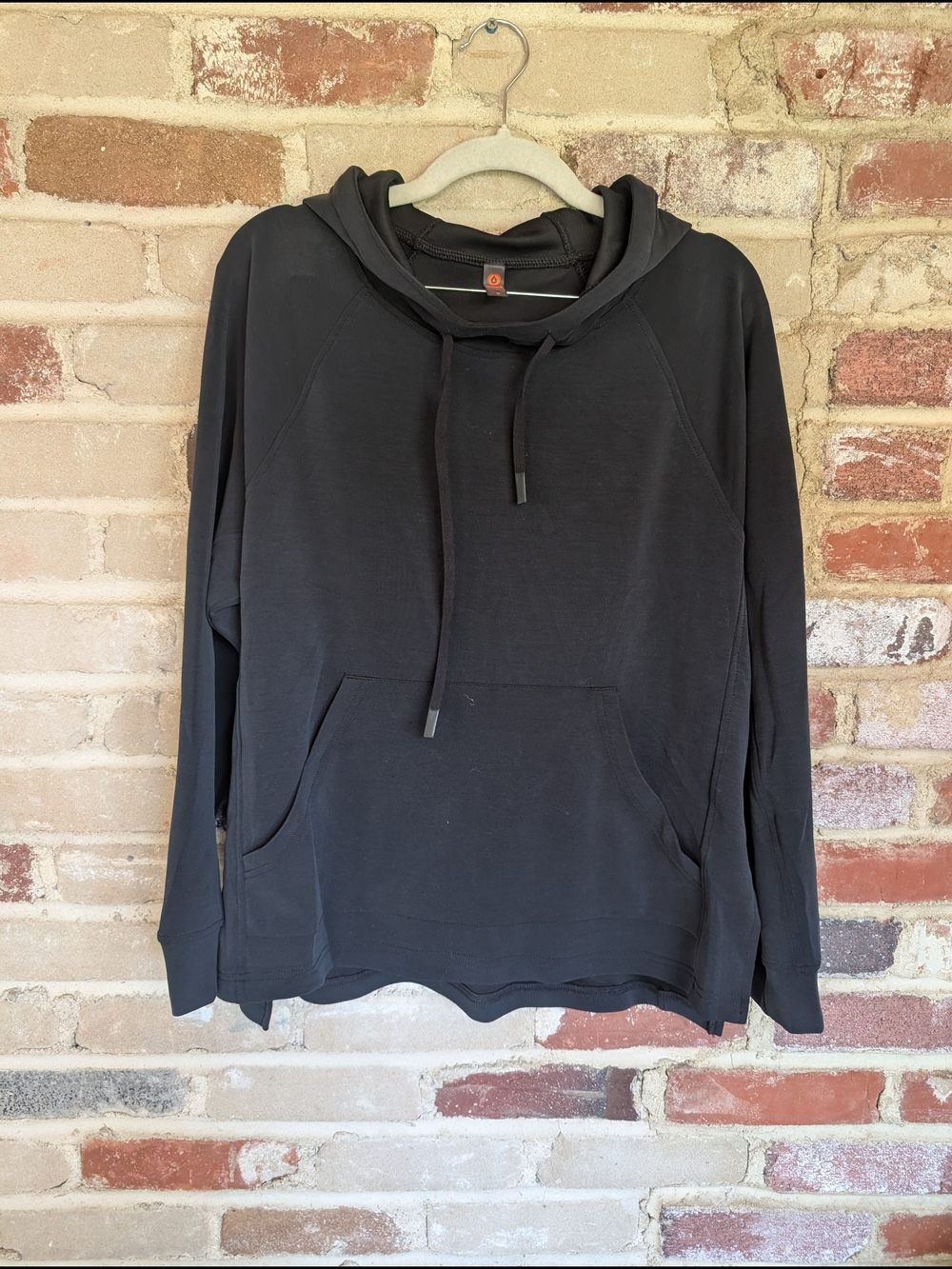 Mono B Black Scoop-Neck Hooded Pullover